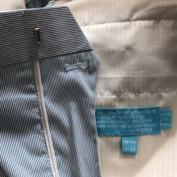REFLECTIONS 2-Piece Costal Beach Cotton Blend Baby Blue Pinstripe Suit - Picture 12 of 13